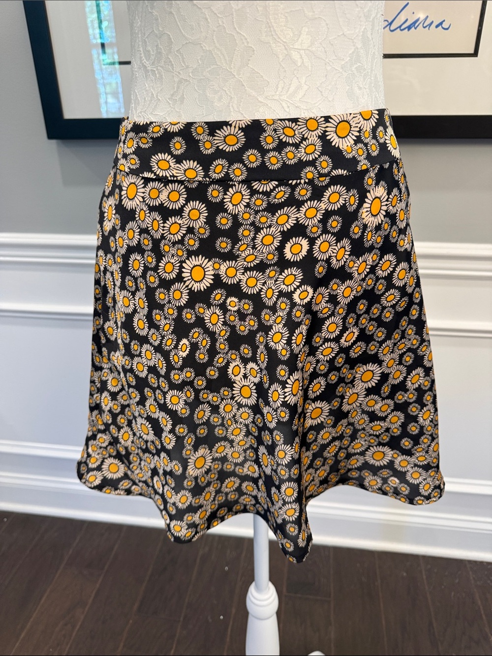 Free People Phoebe Daisy Print Satin Mini Skirt 4 Hippie Boho